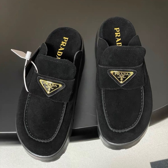 Prada Women's Black Suede Slippers - Picture 2 of 9